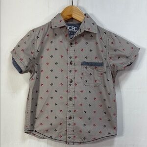 🔱 DCBD Kids French bulldog, print Gray Button Down Shirt